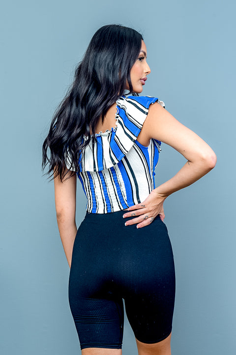 Short Sleeve Top (2326-TY) Royal-White / ( S-M-L- 2-2-2)