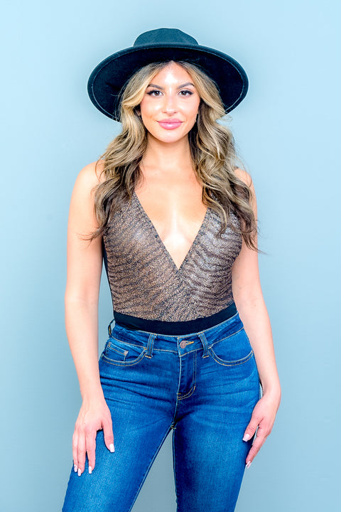 Bodysuit (AT-6029-2) Black-Bronze / (S-M-L - 2-2-2)