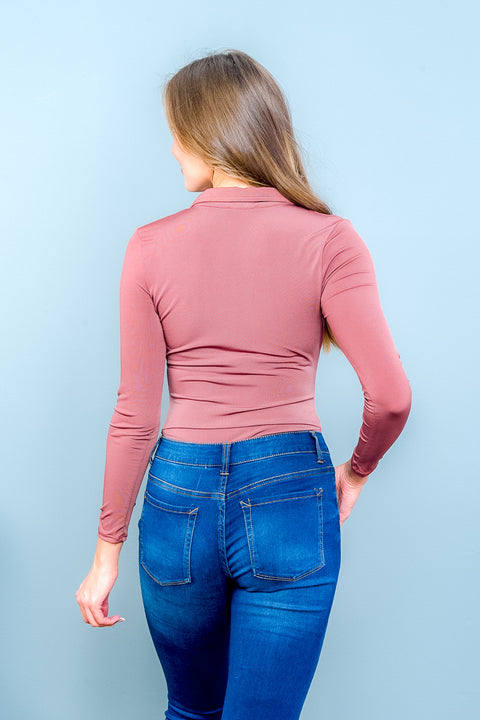 Long Sleeve Bodysuit (QIPP17K0T0A) Brown / (S-M-L - 1-3-2)