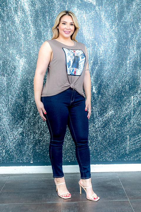 Plus Size Sleeveless Top (ZA1700A) Mocha / (1X-2X-3X - 2-2-2)