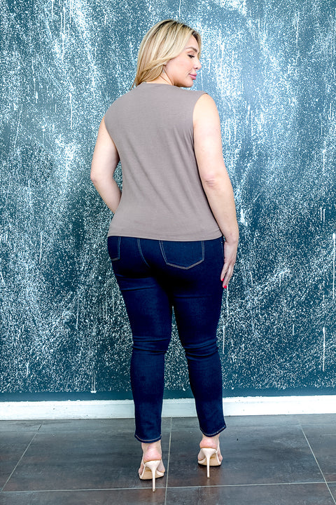 Plus Size Sleeveless Top (ZA1700A) Mocha / (1X-2X-3X - 2-2-2)