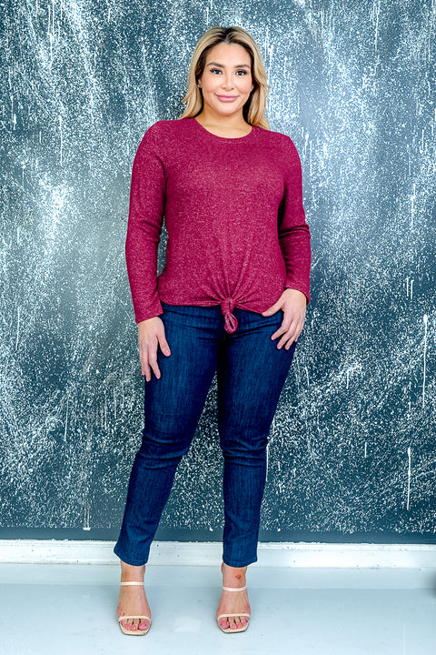 Plus Size Long Sleeve Top (ZA3586B) Burgundy / (1X-2X-3X - 2-2-2)