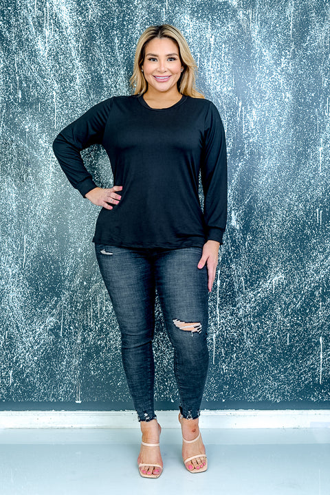 Plus Size Long Sleeve Top (ZA3603) Black / (1X-2X-3X - 2-2-2)