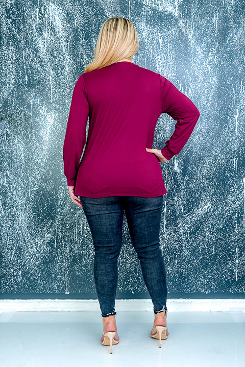 Plus Size Long Sleeve Top (ZA3603) Burgundy / (1X-2X-3X - 2-2-2)