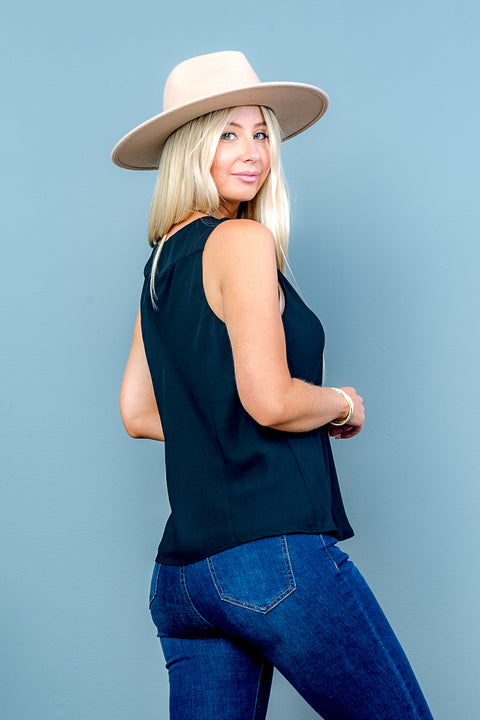 Sleveless Top (HA395214MI) Black / (XS-S-M-L-XL - 2-2-2-2-1)