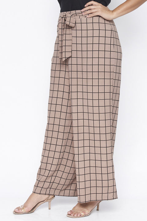 Plus Size Pants (PTB3712) Mocha-Black / ( 1XL-2XL-3XL- 2-1-1)