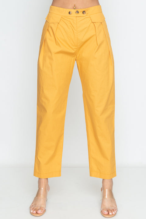 Cropped Trouser Pants with 3 Button Fly with Pleats and Welt Pocket Flap Details (11TP9093) - Wholesale Fashion Couture 